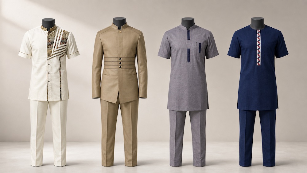 Corporate and occasion clothing displayed on matching mannequins